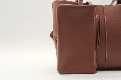 Mini Tote Bag Maila in Cognac, herausnehmbare Innentasche mit Reißverschluss