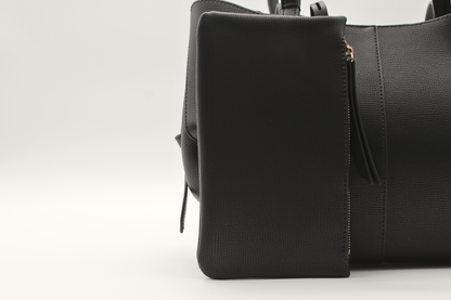 Mini Tote Bag Maila in Schwarz, herausnehmbare Innentasche mit Reißverschluss